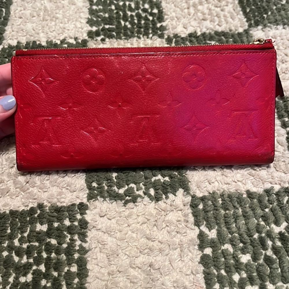 LOUIS VUITTON Adele Wallet Monogram Empreinte Leather Cerise